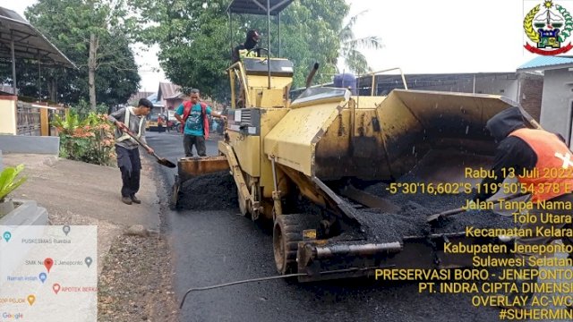 Pembangunan Jalan di Boro Jeneponto Sudah Capai 56,62 Persen