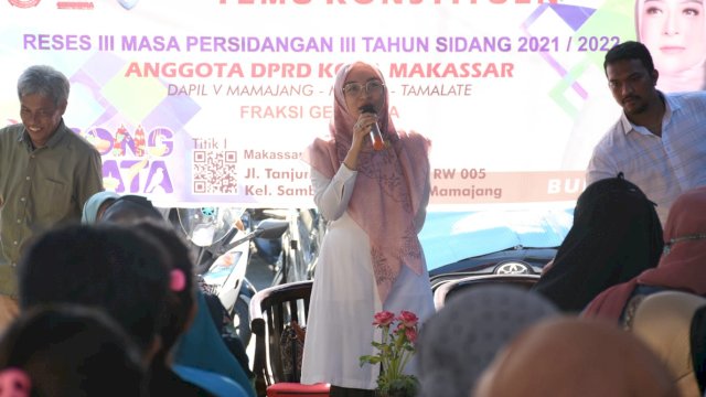 Anggota DPRD Makassar, Budi Hastuti serap Aspirasi Warga Mariso terkait pengalihan BPJS Kesehatan, Kamis (4/8/2022).