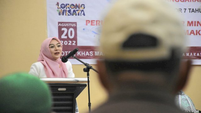 Anggota DPRD Makassar, Budi Hastuti sosialisasikan Perda Perusahaan Umum Daerah Air Minum (PDAM) Kota Makassar, di Hotel Khas Makassar, Sabtu (20/8/2022).