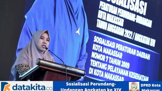 Anggota DPRD Makassar, Fatma Wahyuddin sosialisasikan Perda Pelayanan Kesehatan, di Hotel Aston, Jl Sultan Hasanuddin, Kamis (8/9/2022).