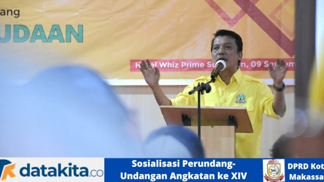 Anggota DPRD Makassar, Abd Wahab Tahir sosialisasikan Perda Kepemudaan, di Hotel Whiz Prime, Jl Jenderal Sudirman, Jumat (9/9/2022).