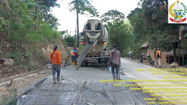Perbaikan Ruas Minasatene Pangkep Masuki Tahap Pengecoran Badan Jalan