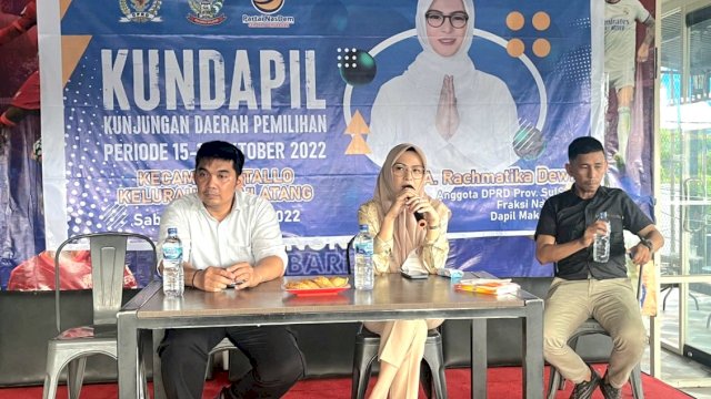 Ketua Komisi D DPRD Sulsel, Andi Rachmatika Dewi melaksanakan Kunjungan Dapil (Kundapil) di Kelurahan La'latang, Kecamatan Tallo, Sabtu (15/10/2022).