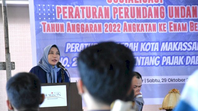 Anggota DPRD Makassar, Rezki sosialisasikan Perda Pajak Daerah, di Hotel Horison Ultima, Jl Jendral Sudirman, Sabtu (29/10/2022).