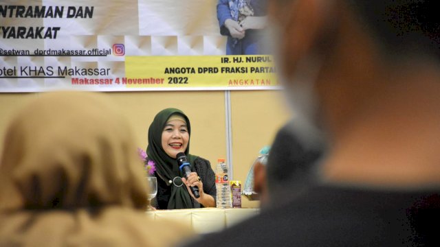 Anggota DPRD Makassar, Nurul Hidayat sosialisasikan Perda Ketertiban Umum, Ketentraman dan Perlindungan Masyarakat, di Hotel Khas Makassar, Jumat (4/11/2022).