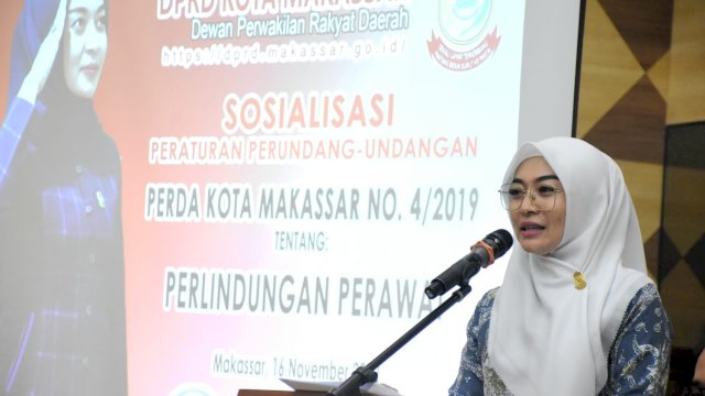 Anggota DPRD Makassar, Budi Hastuti sosialisasikan Perda Perlindungan Perawat, di Hotel Khas Makassar, Jl Mappanyukki, Rabu (16/11/2022).
