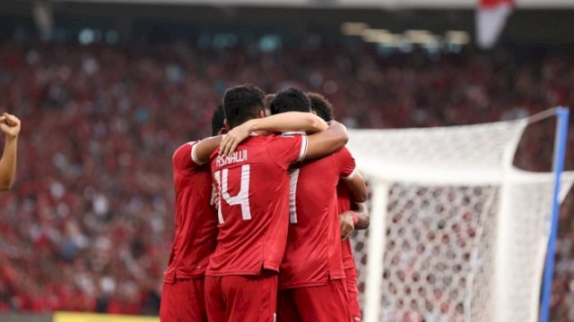 Para pemain Timnas Indonesia. Indonesia ditahan imbang 1-1 oleh Thailand. (pssi)