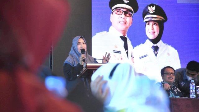 Anggota DPRD Makassar, Fatma Wahyuddin sosialisasikan Perda Penyelenggaraan Pendidikan, di Hotel Aston Makassar, Sabtu (28/1/2023).