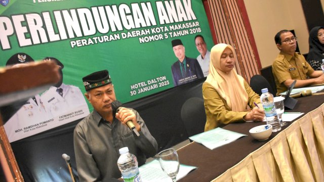 Anggota DPRD Makassar, Abdul Wahid sosialisasikan Perda Perlindungan Anak, di Hotel Dalton, Jl Perintis Kemerdekaan, Senin (30/1/2023).