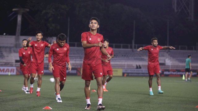 Para pemain Timnas Indonesia saat menggelar latihan. (pssi)
