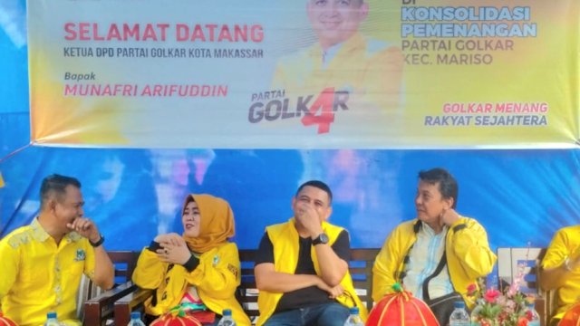 Ketua Golkar Makassar, Munafri Arifuddin konsolidasi di Kecamatan Mariso, Jumat (17/2/2023).