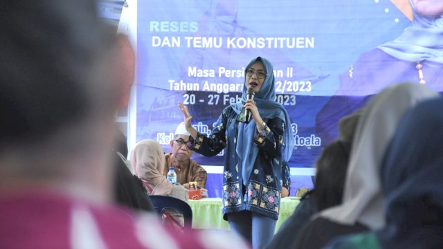 Ketua Komisi D DPRD Sulsel, Andi Rachmatika Dewi serap aspirasi Warga Bontoala, Senin (27/2/2023).