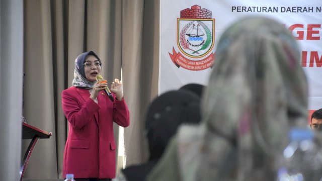 Anggota DPRD Makassar, Budi Hastuti sosialisasikan Perda Pengelolaan Air Limbah Domestik, di Hotel Royal Bay, Jl Sultan Hasanuddin, Sabtu (29/4/2023).