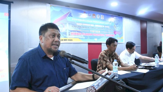 Anggota DPRD Makassar, Arifin Dg Kulle sosialisasikan Perda Retribusi Pelayanan Persampahan dan Kebersihan, di Hotel Royal Bay Makassar, Jl Sultan Hasanuddin, Kamis (18/5/2023).