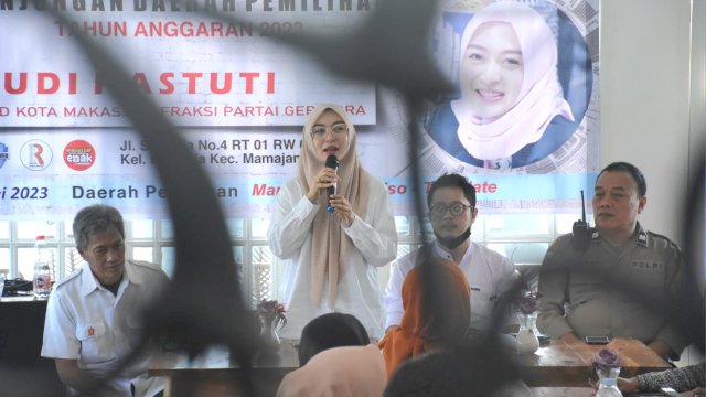 Anggota DPRD Makassar, Budi Hastuti Kunjungan Daerah Pemilihan (Kundapil) di Jl Serigala, Kelurahan Mandala, Kecamatan Mamajang, Sabtu (27/5/2023).