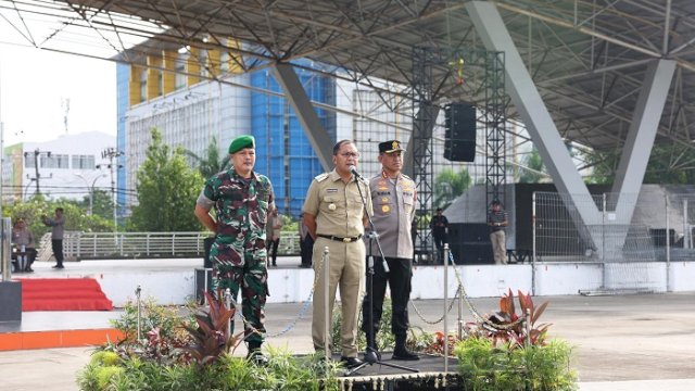Kompak Ciptakan Kamtibmas di Makassar, Pemkot dan TNI-Polri Gelar Apel Tiga Pilar