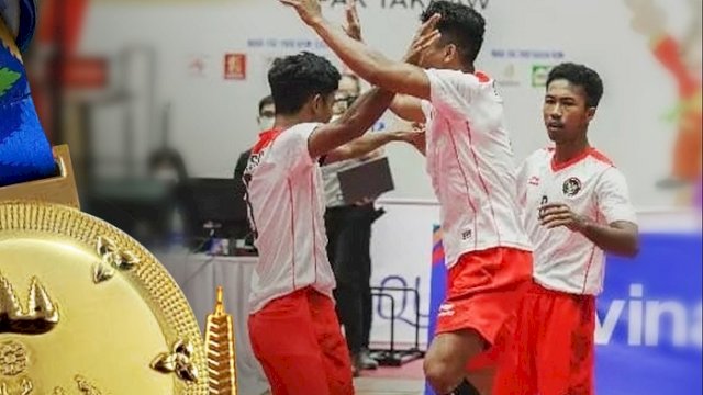 Selamat kepada Saiful Rijal, Rusdi & Muhammad Hardiansyah Muliang dari cabang olahraga Sepaktakraw yang berhasil mempersembahkan medali emas bagi Indonesia. (@KEMENPORA_RI)