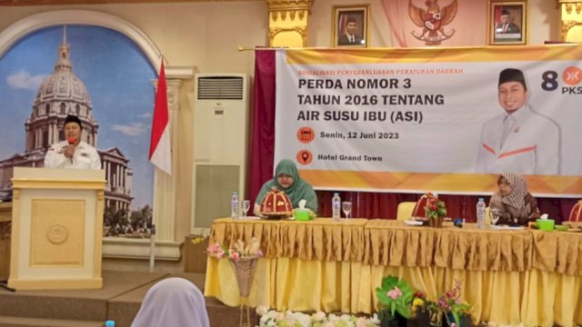 Anggota DPRD Makassar, Anwar Faruq sosialisasikan Perda Pemberian ASI Eksklusif, di Hotel Grand Town, Jl Pengayoman, Senin (11/6/2023).