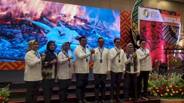 Bupati Luwu Utara, Indah Putri Indriani saat menghadiri Rakernas Apkasi dan Apkasi Otonomi Expo.