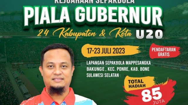 Dispora Sulsel Gelar Kejuaraan Sepak Bola Piala Gubernur U-20, Total Hadiah Rp85 Juta