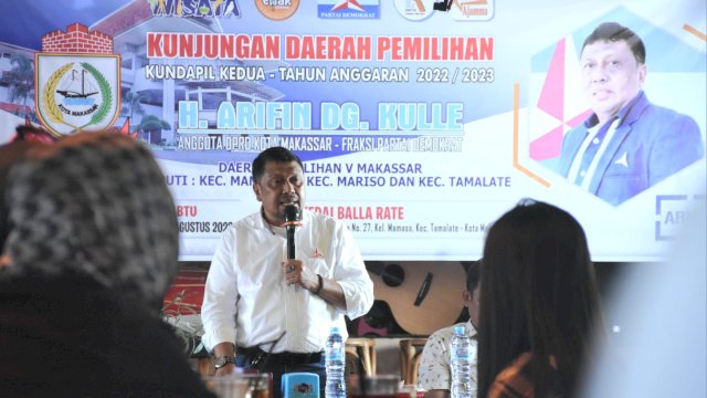Anggota DPRD Makassar, Arifin Dg Kulle melaksanakan Kunjungan Dapil di Kedai Balla Rate, Jl Dg Tata Raya Kelurahan Mangasa, Kecamatan Tamalate, Sabtu (19/8/2023).
