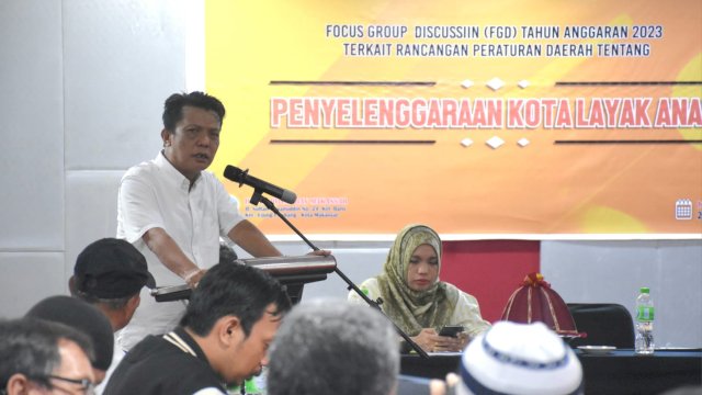 Anggota DPRD Makassar, Abdul Wahab Tahir menggelar Fokus Group Diskusi (FGD) Ranperda Penyelenggaraan Kota Layak Anak, di Hotel Royal Bay Makassar, Minggu (27/8/2023).