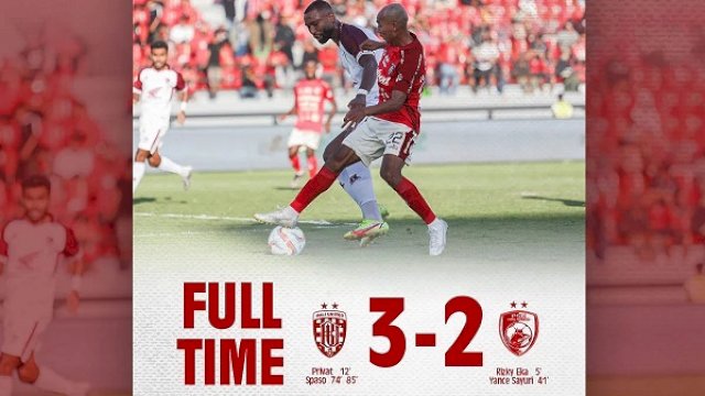 Laga Bali United melawan PSM Makassar berakhir dengan skor 3-2 untuk kemenangan Bali United.