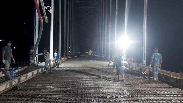 Jembatan Pacongkang Kembali Dibangun, Gubernur Andi Sudirman: Alhamdulillah, Progres Tahap Pengecoran Lantai
