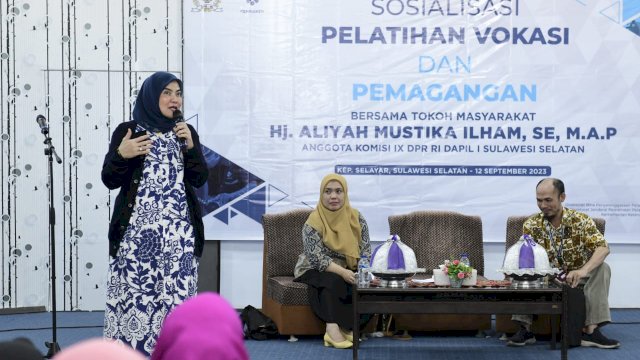 Anggota DPR RI, Aliyah Mustika Ilham sosialisasi Pelatihan Vokasi dan Pemagangan di Kepulauan Selayar, Selasa (12/9/2023).