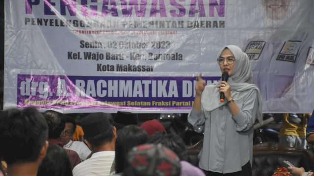 Ketua Komisi D DPRD Sulsel, Andi Rachmatika Dewi melakukan Pengawasan Penyelenggaraan Pemerintah Daerah dalam rangka Monitoring APBD Sulsel, di Kelurahan Wajo Baru, Kecamatan Bontoala, Senin (2/10/2023).