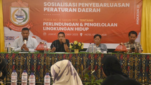 Sekretariat DPRD Makassar sosialisasikan Perda Perlindungan dan Pengelolaan Lingkungan Hidup, di Hotel Grand Asia Makassar, Jl Boulevard, Jumat (20/10/2023).
