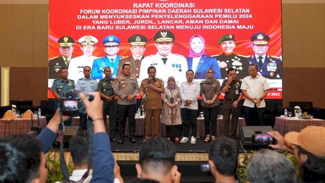 Pimpin Rakor, Pj Gubernur Pastikan Tahapan Pemilu di Sulsel Berjalan Aman