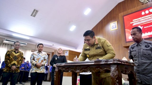 NPHD Ditandatangani, Kabupaten Maros dan Provinsi Sulsel Siap Gelar Pilkada Serentak Tahun 2024