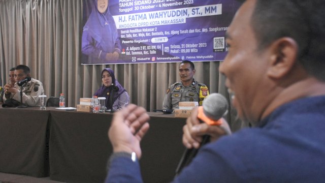 Anggota DPRD Makassar, Fatma Wahyuddin serap aspirasi Warga Dapil 2 saat Reses Pertama Masa Persidangan Pertama Tahun Siidang 2023/2024, Selasa (31/10/2023).