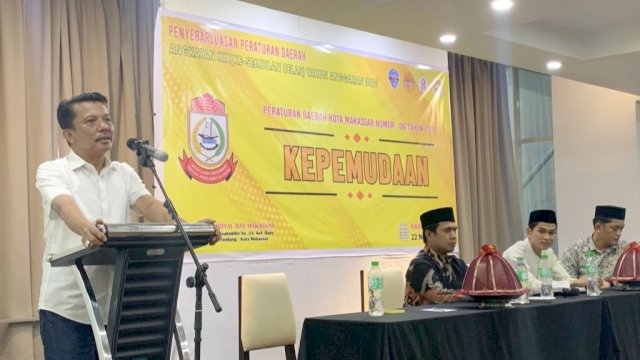 Anggota DPRD Makassar, Wahab Tahir sosialisasikan Perda Kepemudaan, di Hotel Royal Bay, Jl Sultan Hasanuddin, Rabu (22/11/2023).