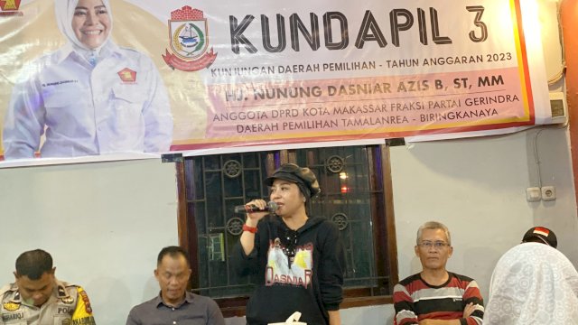 Anggota DPRD Makassar, Nunung Dasniar di Kelurahan Buntusu, Kecamatan Tamalanrea, Rabu (29/11/2023).