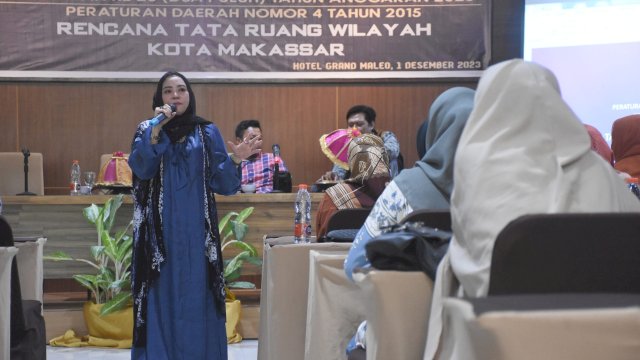 Anggota DPRD Makassar, Nunung Dasniar sosialisasikan Perda Rencana Tata Ruang Wilayah Kota Makassar, di Hotel Grand Maleo, Jumat (1/12/2023).