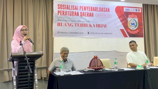Anggota DPRD Makassar, Budi Hastuti sosialisasikan Perda Ruang Terbuka Hijau, di Hotel Royal Bay, Jl Sultan Hasanuddin, Minggu (3/12/2023).