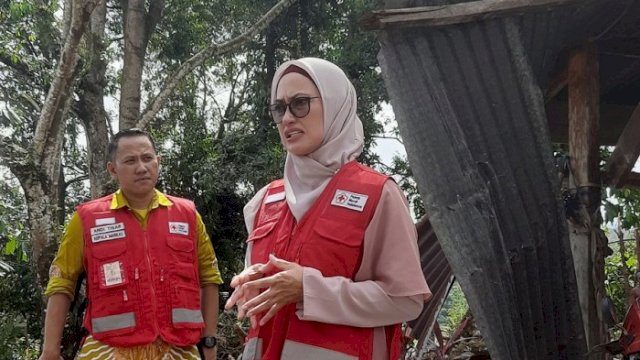 Bupati Luwu Utara, Indah Putri Indriani mengunjungi lokasi yang terdampak angin puting beliung.