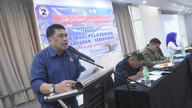 Anggota DPRD Makassar, Arifin Dg Kulle sosialisasi Retribusi Pelayanan Persampahan, di Hotel Royal Bay, Rabu (24/1/2024).