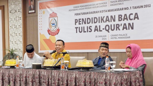 Anggota DPRD Makassar, HM Yunus sosialisasi Baca Tulis Alquran, di Hotel Grand Palace, Kamis (25/1/2024).
