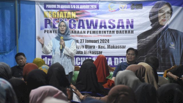 Ketua Komisi D DPRD Sulsel, Andi Rachmatika Dewi melaksanakan Monitoring APBD Sulsel, Kelurahan Bara-baraya Utara, Kecamatan Makassar, Sabtu (27/1/2024).