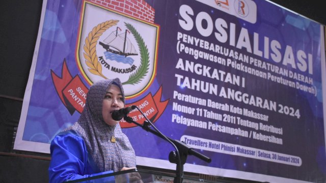 Anggota DPRD Makassar, Fatma Wahyuddin sosialisasi Retribusi Pelayanan Persampahan atau Kebersihan, di Hotel Aston Makassar, Selasa (30/1/2024).