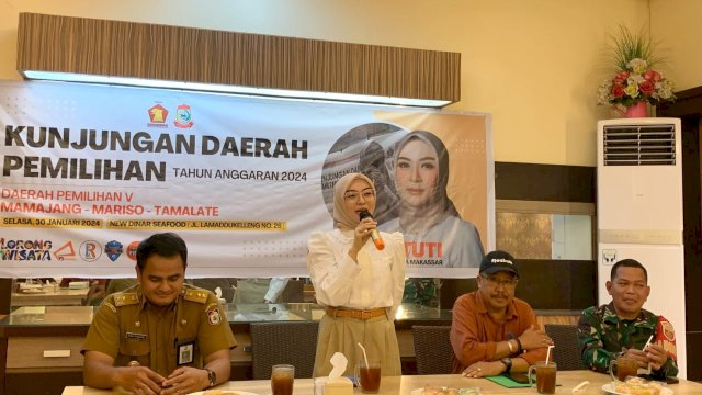 Anggota DPRD Makassar, Budi Hastuti melaksanakan Kundapil, di Rumah Makan New Dinar, Jl Lamadukelleng, Selasa (30/1/2024).