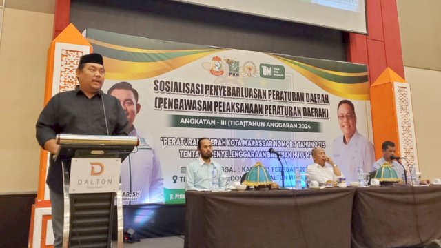 Anggota DPRD Makassar, Imam Musakkar sosialisasi Penyelenggaraan Bantuan Hukum, di Hotel Dalton, Jl Perintis Kemerdekaan, Kamis (1/2/2024).