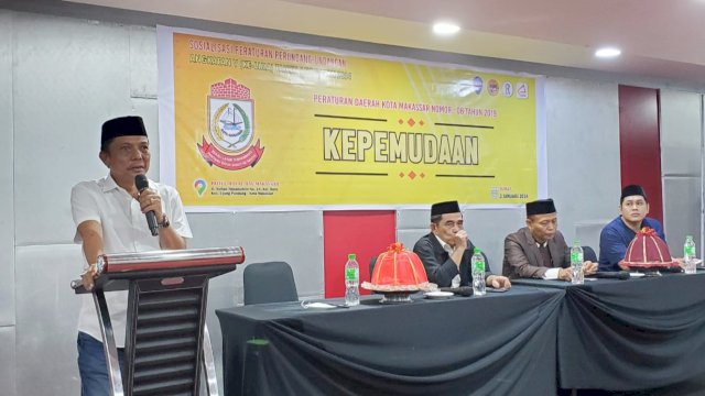 Anggota DPRD Makassar, Wahab Tahir sosialisasi Kepemudaan, di Hotel Royal Bay, Jl Sultan Hasanuddin, Jumat (2/2/2024).