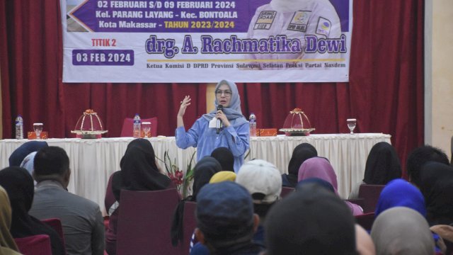 Ketua Komisi D DPRD Sulsel, Andi Rachmatika Dewi serap Aspirasi Warga Kelurahan Parang Layang, Kecamatan Bontoala, Sabtu (3/2/2024).