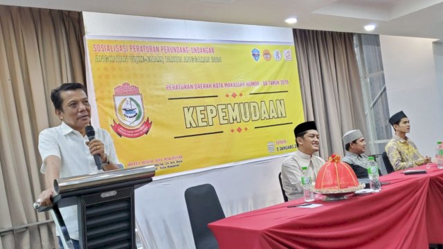 Anggota DPRD Makassar, Abdul Wahab Tahir sosialisasi Kepemudaan, di Hotel Royal Bay, Jl Sultan Hasanuddin, Senin (5/2/2023).