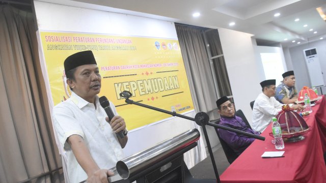 Anggota DPRD Makassar, Wahab Tahir sosialisasi Kepemudaan, di Hotel Royal Bay, Jl Sultan Hasanuddin, Rabu (8/2/2024).