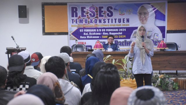 Ketua Komisi D DPRD Sulsel, Andi Rachmatika Dewi serap Aspirasi warga di Kelurahan Buakana, Kecamatan Rappocini, Senin (5/2/2024).